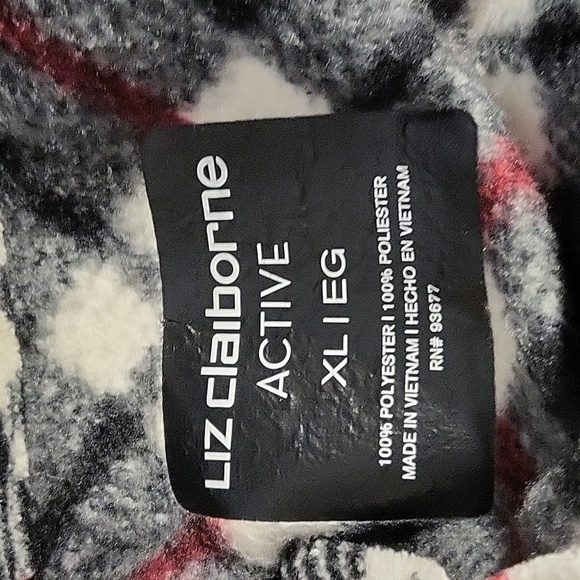 Liz Claiborne Active Plaid Fleece Button-Up Dolman Sleeve Poncho Cape Size XL - Picture 6 of 11